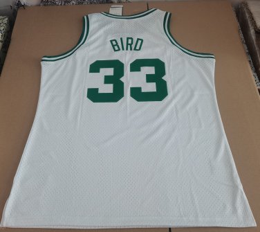 #33 Larry Bird Celtics 1985-86 M&N jersey white (heat pressed)