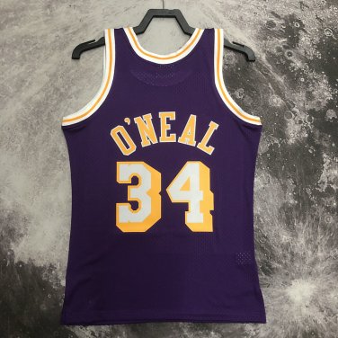 #34 O'neal Lakers 1996-97 M&N heat pressed jersey purple