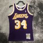#34 O'neal Lakers 1996-97 M&N heat pressed jersey purple