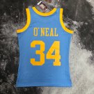 #34 O'neal Lakers 2001-02 M&N heat pressed jersey blue