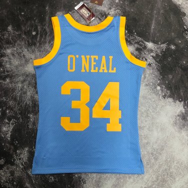 #34 O'neal Lakers 2001-02 M&N heat pressed jersey blue