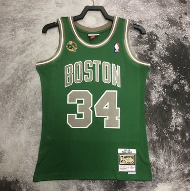 #34 Pierce Celtics 2007-08 M&N heat pressed jersey green with The trophy