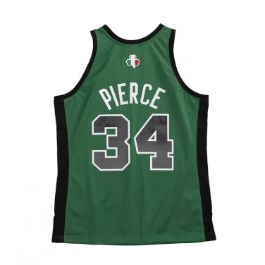 #34 Pierce Celtics M&N heat pressed jersey green black with The trophy