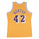 #42 James Worthy Lakers 1984-85 M&N jersey yellow (heat pressed)
