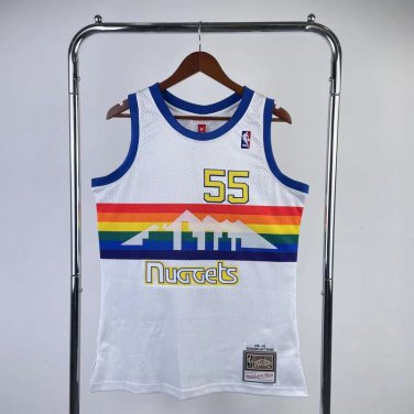 #55 Mutombo Nuggets 1991-92 M&N jersey white (heat pressed)