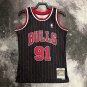 #91 Rodman Bulls 1995-96 M&N heat pressed jersey black with stripe