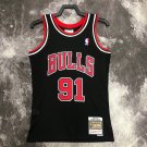 #91 Rodman Bulls 1997-98 M&N heat pressed jersey black