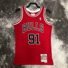 #91 Rodman Bulls 1997-98 M&N heat pressed jersey red