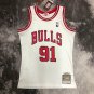 #91 Rodman Bulls 1997-98 M&N heat pressed jersey white