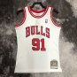 #91 Rodman Bulls 1997-98 M&N heat pressed jersey white