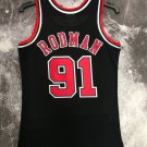 #91 Rodman Bulls 1997-98 M&N jersey black with The trophy  (heat pressed)