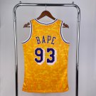 #93 BAPE 脳 M&N x Lakers jersey yellow (heat pressed)