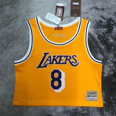 M&N #8 Kobe bryant Lakers Women's navel exposed jersey yellow (heat pressed)