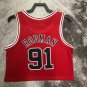 M&N #91 Rodman Bulls Women's navel exposed jersey red (heat pressed)