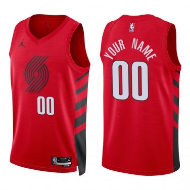 Blazers #00 Custom Name And Number Red Statement Swingman Jersey