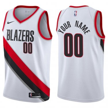 Blazers #00 Custom Name And Number White Swingman Jersey