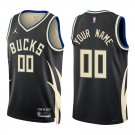 Bucks #00 Custom Name And Number Black Statement Swingman Jersey