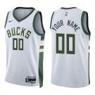 Bucks #00 Custom Name And Number White Swingman Jersey