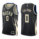 Bucks #0 Damian Lillard Black Statement Swingman Jersey