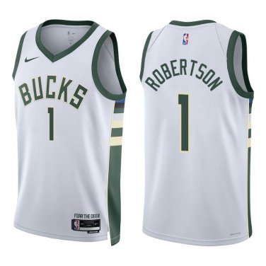 Bucks #1 Oscar Robertson White Swingman Jersey