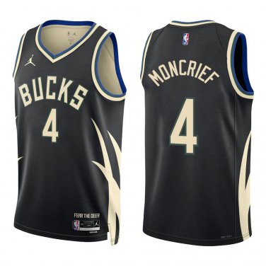 Bucks #4 Sidney Moncrief Black Statement Swingman Jersey