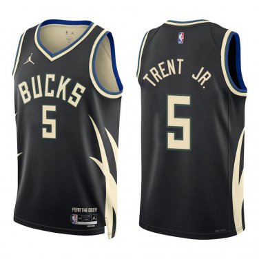 Bucks #5 Gary Trent Jr. Black Statement Swingman Jersey