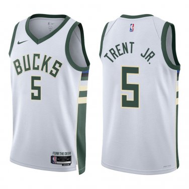 Bucks #5 Gary Trent Jr. White Swingman Jersey