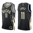Bucks #11 Brook Lopez Black Statement Swingman Jersey
