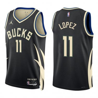 Bucks #11 Brook Lopez Black Statement Swingman Jersey