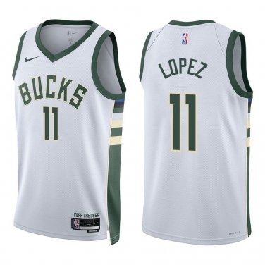 Bucks #11 Brook Lopez White Swingman Jersey