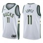 Bucks #11 Brook Lopez White Swingman Jersey