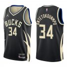 Bucks #34 Giannis Antetokounmpo Black Statement Swingman Jersey