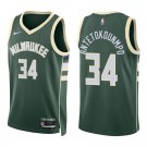 Bucks #34 Giannis Antetokounmpo Green Swingman Jersey
