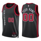 Bulls #00 Custom Name And Number Black City Swingman Jersey