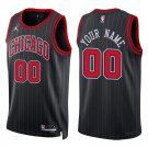 Bulls #00 Custom Name And Number Black Stripes Swingman Jersey