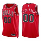 Bulls #00 Custom Name And Number Red Swingman Jersey