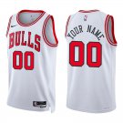 Bulls #00 Custom Name And Number White Swingman Jersey