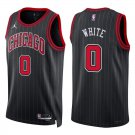 Bulls #0 Coby White Black Stripes Swingman Jersey
