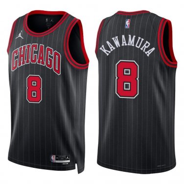 Bulls #8 Yuki Kawamura Black Stripes Swingman Jersey