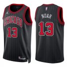 Bulls #13 Joakim Noah Black Stripes Swingman Jersey