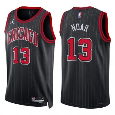 Bulls #13 Joakim Noah Black Stripes Swingman Jersey