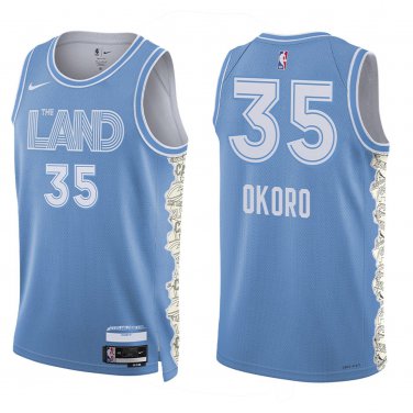 Cavaliers #35 Isaac Okoro Blue City Swingman Jersey
