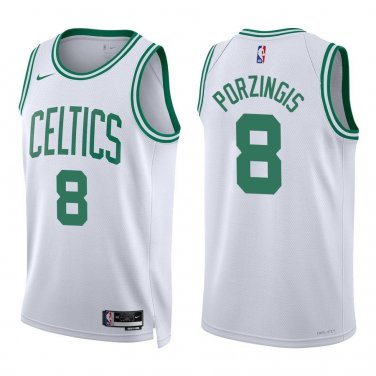 Celtics #8 Kristaps Porzingis White Swingman Jersey