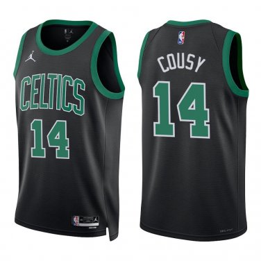 Celtics #14 Bob Cousy Black Statement Swingman Jersey