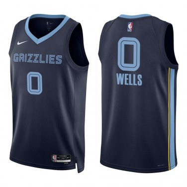 Grizzlies #0 Jaylen Wells Navy Swingman Jersey