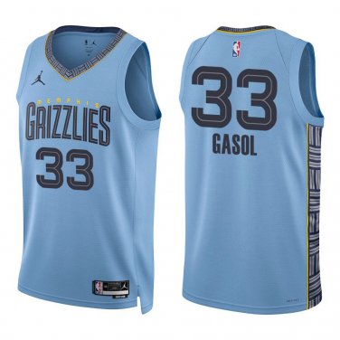Grizzlies #33 Marc Gasol Light Blue Swingman Jersey