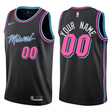 Heat #00 Custom Name And Number Black City Swingman Jersey