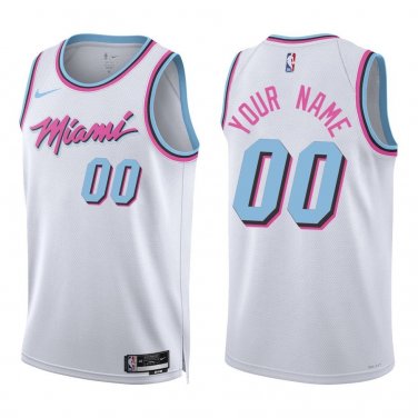Heat #00 Custom Name And Number White City Swingman Jersey