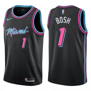 Heat #1 Chris Bosh Black City Swingman Jersey