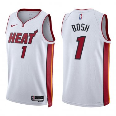 Heat #1 Chris Bosh White Swingman Jersey